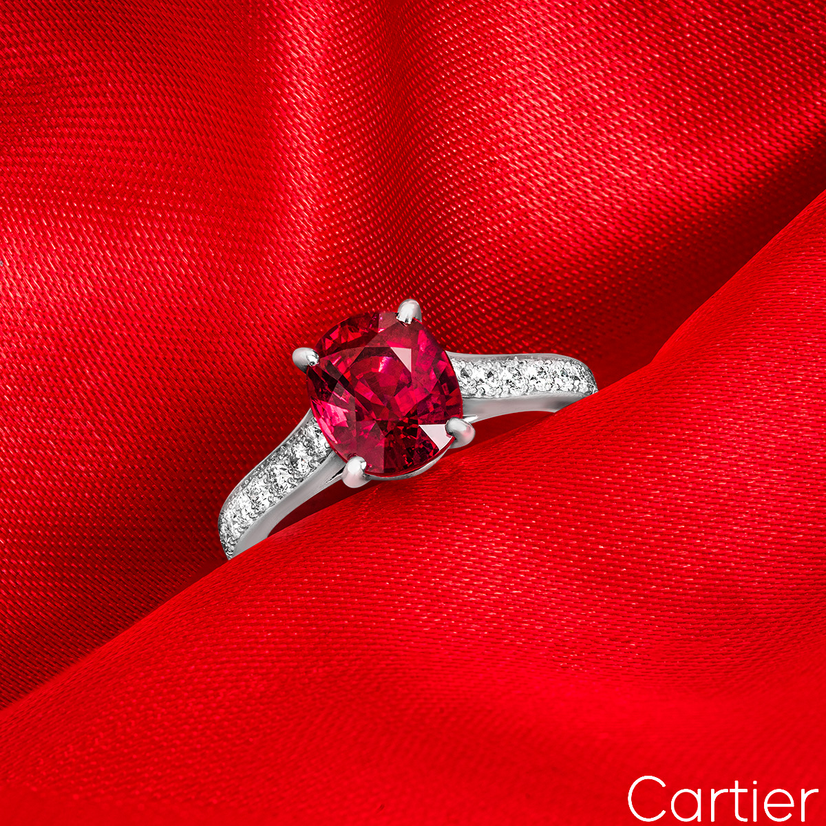 Cartier Platinum Ruby & Diamond Ring 2.36ct